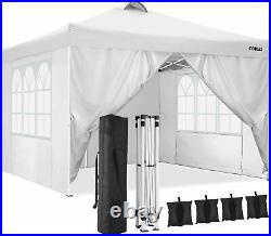 10'×10' Pop-Up Canopy Instant Gazebo Heavy Duty Commercial Tent with 4 Sidewalls