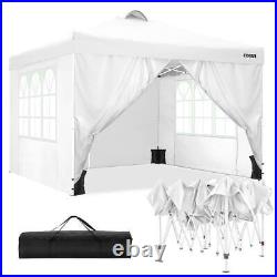 10'×10' Pop-Up Canopy Instant Gazebo Heavy Duty Commercial Tent with 4 Sidewalls