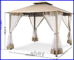10×13'/10' Double Roof Outdoor Patio Gazebo Pop Up Canopy Tent with Mesh Netting