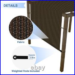 10-13ft Brown Pergola Replacement Cover withweighted rods for Outdoor Canopy Yard