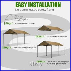 10'×20' Heavy Duty Carport Canopy, Garage Car Shelter Shed Party Tent(Yellow)