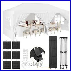 10'×20' Outdoor Gazebo Party Tent with 6 Side Walls, Pop Up Canopy with Roller Bag