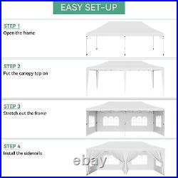 10'×20' Outdoor Gazebo Party Tent with 6 Side Walls, Pop Up Canopy with Roller Bag