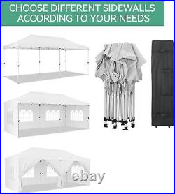 10'×20' Outdoor Gazebo Party Tent with 6 Side Walls, Pop Up Canopy with Roller Bag