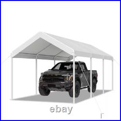 10 Ft. W X 20 Ft. D White Soft Top Carport with Steel Frame, Ideal for Outdoor V