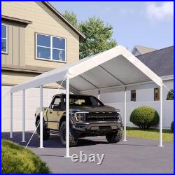 10 Ft. W X 20 Ft. D White Soft Top Carport with Steel Frame, Ideal for Outdoor V