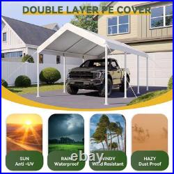 10 Ft. W X 20 Ft. D White Soft Top Carport with Steel Frame, Ideal for Outdoor V