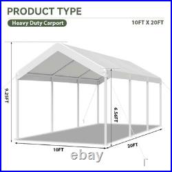 10 Ft. W X 20 Ft. D White Soft Top Carport with Steel Frame, Ideal for Outdoor V
