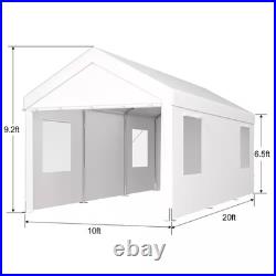 10 Ft. X 20 Ft. White Outdoor Canopy Tent Heavy Duty Car Port Canopy with 2-Roll