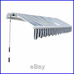 10' Manual Patio Retractable Deck Awning Sunshade Shelter Canopy Yard Navy blue