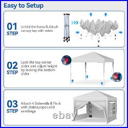 10 X 10Ft Pop up Canopy Tent with Sidewalls, Wheeled Bag, Shelter for Outdoor Sh