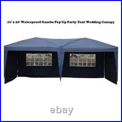 10'X 20' Easy POP-UP Blue Party Tent Folding Gazebo Beach Canopy Tent for Out