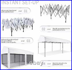 10' X 20' Easy Pop Up Canopy Party Tent Heavy Duty Garage Car Shelter, White