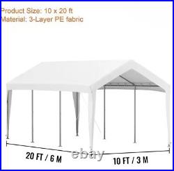 10 X 20 Ft Carport, Triple Tier PE Fabric Garage Top Tarp Awning Cover For Party