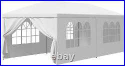 10' X 20' Outdoor White Waterproof Gazebo Canopy Tent with Removable Sidewalls W