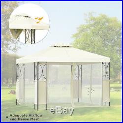 10'X10' Gazebo Canopy 2 Tier Tent Shelter Awning Steel withNett Beige