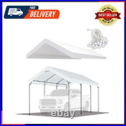 10'X20' Carport Replacement Top Canopy Cover White for Car Garage Top Tarp