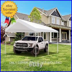 10'X20' Carport Replacement Top Canopy Cover White for Car Garage Top Tarp