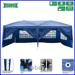 10'X20' Pop Up Gazebo Waterproof Canopy Garden Awning Party Tent Blue With2 Doors