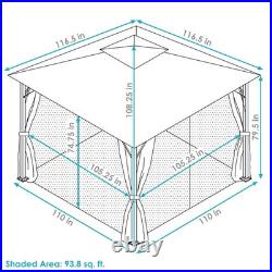 10 ft x 10 ft Soft Top Polyester Gazebo with Privacy Wall Brown by Sunnydaze