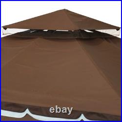 10 ft x 10 ft Soft Top Polyester Gazebo with Privacy Wall Brown by Sunnydaze