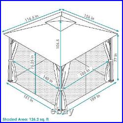 10 ft x 13 ft Soft Top Polyester Gazebo with Privacy Wall Gray by Sunnydaze