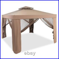 10'x 10' Canopy Gazebo Tent Shelter Garden Lawn Patio WithMosquito Netting Coffee