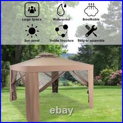 10'x 10' Canopy Gazebo Tent Shelter Garden Lawn Patio WithMosquito Netting Coffee