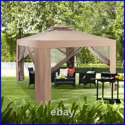 10'x 10' Canopy Gazebo Tent Shelter Garden Lawn Patio WithMosquito Netting Coffee