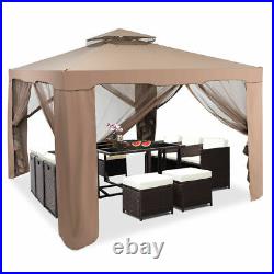 10'x 10' Canopy Gazebo Tent Shelter WithMosquito Netting Outdoor Patio Coffee