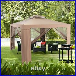 10'x 10' Canopy Gazebo Tent Shelter WithMosquito Netting Outdoor Patio Coffee