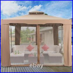 10'x 10' Canopy Gazebo Tent Shelter WithMosquito Netting Outdoor Patio Coffee