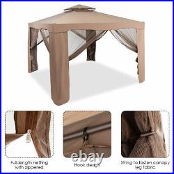 10'x 10' Canopy Gazebo Tent Shelter WithMosquito Netting Outdoor Patio Coffee