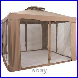 10'x 10' Canopy Gazebo Tent Shelter WithMosquito Netting Outdoor Patio Coffee