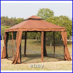 10 x 10 Deck Tent Netted Zip Gazebo with Mesh Sidewalls and Removable Curtains