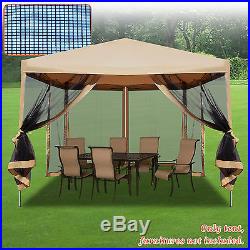 10' x 10' Easy Pop Up Canopy Tent Gazebo with Mesh Side Walls Screen House