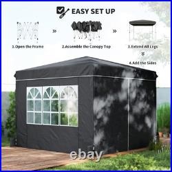 10 x 10 Ft Pop Up Canopy Tent Sidewalls Outdoor Shelter Portable Instant Black