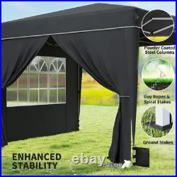 10 x 10 Ft Pop Up Canopy Tent Sidewalls Outdoor Shelter Portable Instant Black