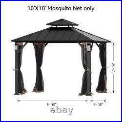 10' x 10' Gazebo Mosquito Netting Replacement Universal 4-Panel Sidewalls