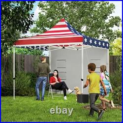 10' x 10' Heavy Duty Pop Up Canopy Tent, UPF50+, American Flag