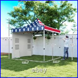 10' x 10' Heavy Duty Pop Up Canopy Tent, UPF50+, American Flag