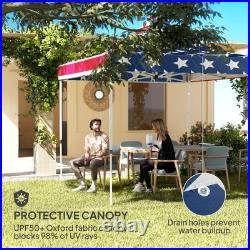 10' x 10' Heavy Duty Pop Up Canopy Tent, UPF50+, American Flag