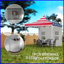 10' x 10' Heavy Duty Pop Up Canopy Tent, UPF50+, American Flag