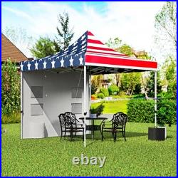 10' x 10' Heavy Duty Pop Up Canopy Tent, UPF50+, American Flag