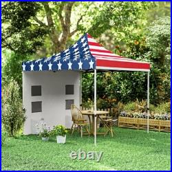 10' x 10' Heavy Duty Pop Up Canopy Tent, UPF50+, American Flag