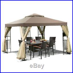 10' x 10' Home Gazebo Awning Patio Screw-free Structure Canopy Tent with Side Wall