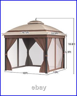 10´x 10´ Outdoor Gazebo Canopy Tent With Curtains Netting & Double Roof Waterproof