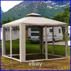 10 x 10 Outdoor Patio Gazebo Pavilion Canopy Tent Steel 2-tier with Mask
