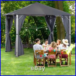 10' x 10' Outdoor Patio Soft Canopy Gazebo Canopy Steel Frame with Sidewall