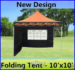 10' x 10' Pop Up Canopy Party Tent Gazebo EZ Orange Flame E Model
